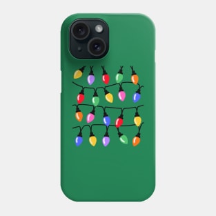 Christmas Fairy Lights Bulbs on Green Phone Case