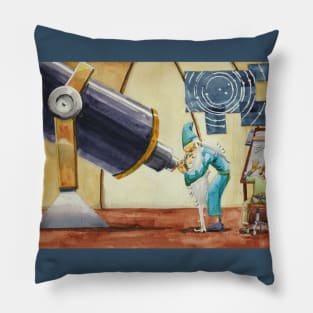 Old Wizard Looking Through Telescope Pillow