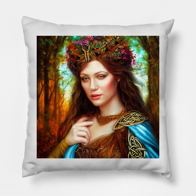 Celtic Princess #2 Pillow by Prilidiarts