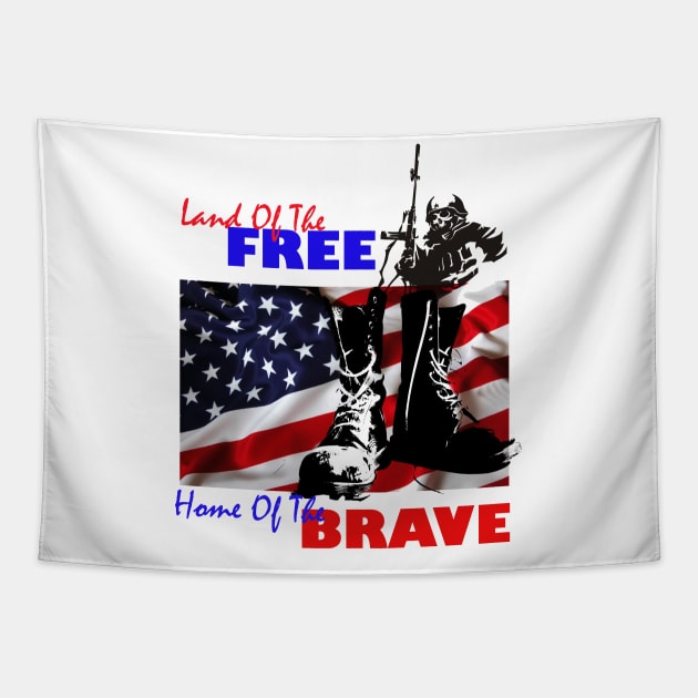 land of the free home of the brave american flag 4th of july Tapestry by salah_698