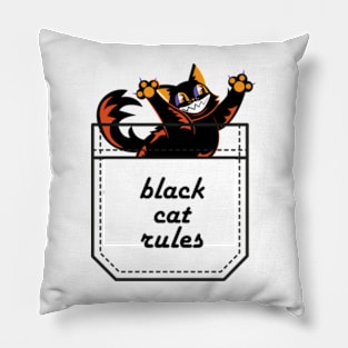 BLACK CAT RULES Pillow