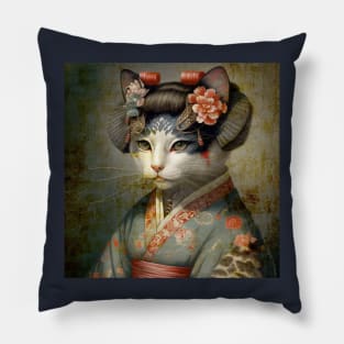 Cute geisha cat. Pillow