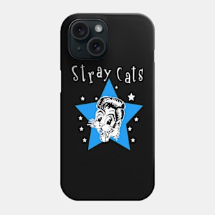 Blue star happy cat face rock band Phone Case