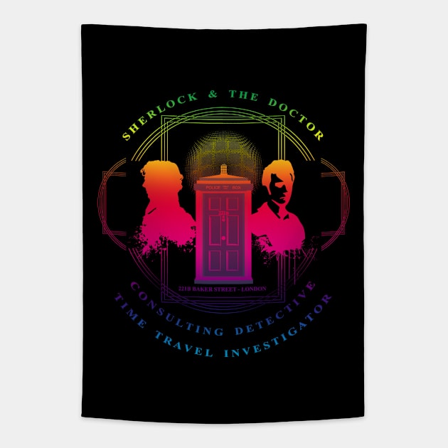 CONSULTING DETECTIVE & TIME TRAVEL INVESTIGATOR  RAINBOW VERSION Tapestry by KARMADESIGNER T-SHIRT SHOP