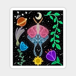 Pink and Blue Interstellar Moth Magnet