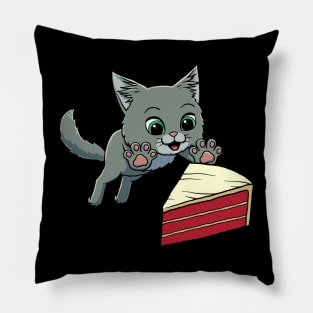 Maine Coon Cat excited to eat Red Velvet Cake Pillow