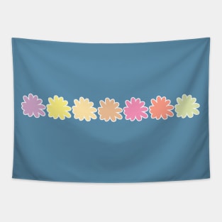 Multi Color Daisy Flower Row Minimal Graphic Art Tapestry