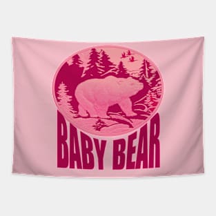 Pink Woodland Baby Bear Camping Cub Tapestry