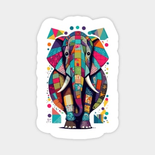 Colorful Elephant Patchwork Art Design Magnet