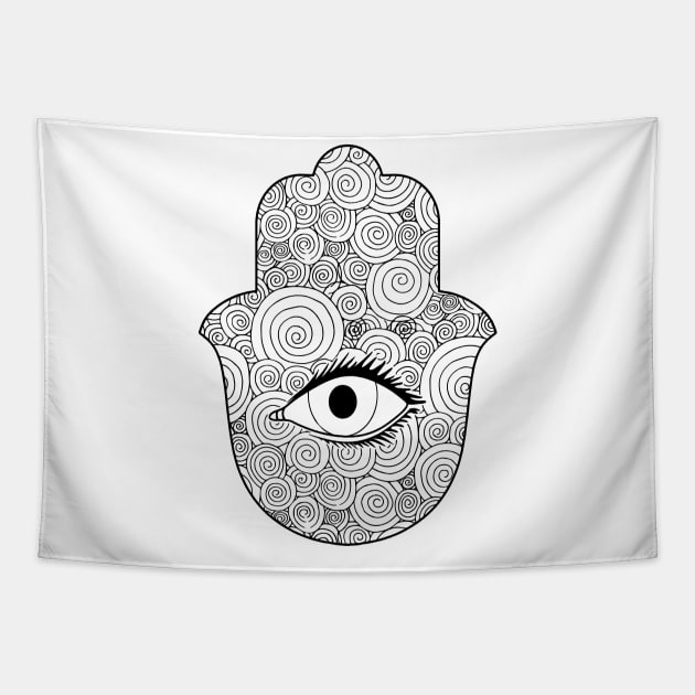 Hamsa Hand Third Eye Pyramid Spirituality, Mandala Hamsa Hand Tapestry by Utopia Shop