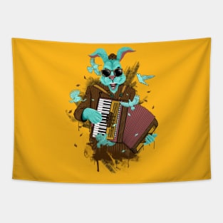 Rabbit Playing Accordion Tapestry