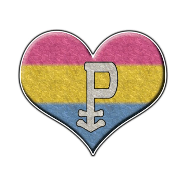 Large Pansexual Pride Flag Colored Heart with Ace Symbol by LiveLoudGraphics