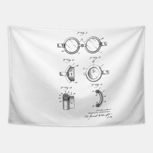 Cushion for Goggles Vintage Patent Hand Drawing Tapestry by TheYoungDesigns