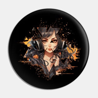 Halloween Abstract Girl Pin