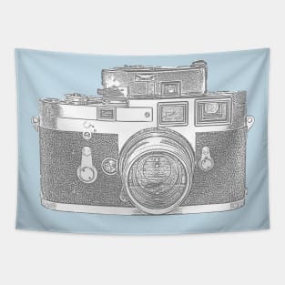 Retro Vintage Camera On Blue Background Tapestry