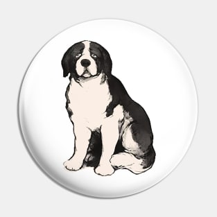 Vintage sad Saint Bernard dog Pin