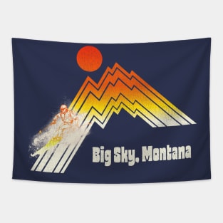 Big Sky Montana 70s/80s Retro Souvenir Style Skiing Tapestry