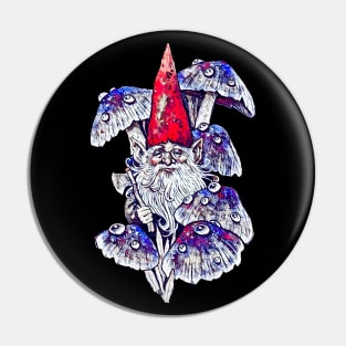 Gnome with Toadstools Pin