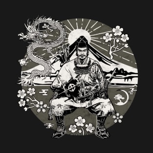 Streetwear Samurai Dragon Vaporwave Sakura Fuji Japanese Aesthetic 627 T-Shirt