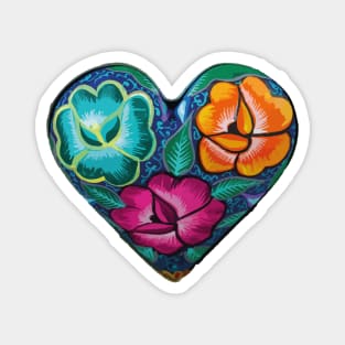 Mexican embroidery heart tehuana flowers colorful mexican market Magnet