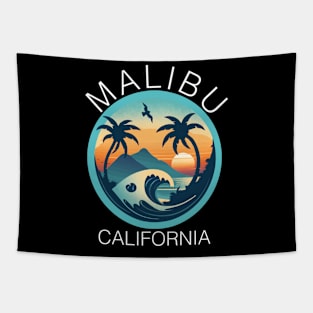 Malibu - California (with White Lettering) Tapestry