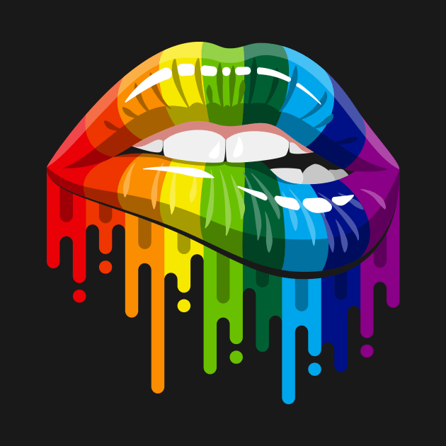 Lips Rainbow Shirt Lips Pride LGBT Gay  Homosexual Lesbian Gifts by Rozel Clothing