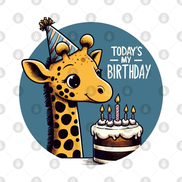 Kawaii Giraffe Today Is My Birthday Party by TomFrontierArt