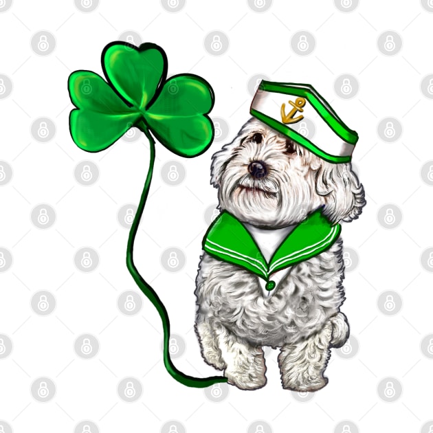 Top 10 best Irish Gifts Sailor Cavapoo dog with Clover Shamrock Green three leaf Shamrock Clover by Artonmytee