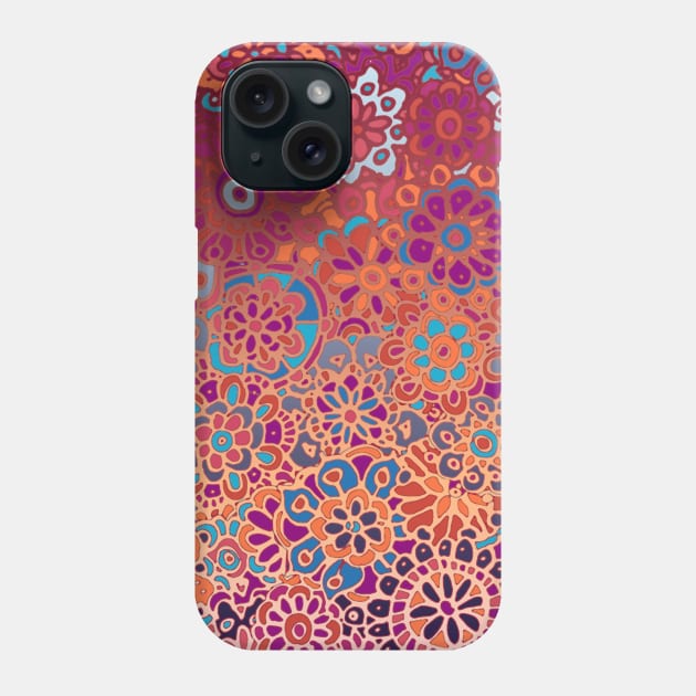 Psychedelic Ombre Flower Doodle Phone Case by micklyn