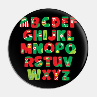 Christmas Alphabet ABCs Pre-K Kindergarten Teacher Student Pin