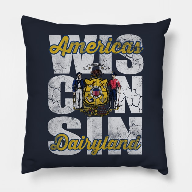 Retro Wisconsin Americas Dairyland Pillow by E