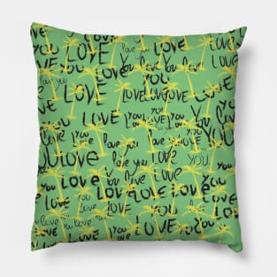 Love  You Text Palms Typography Pillow