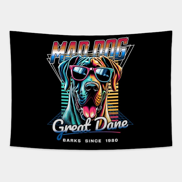 Mad Dog Jack Great Dane Dog Tapestry by Miami Neon Designs
