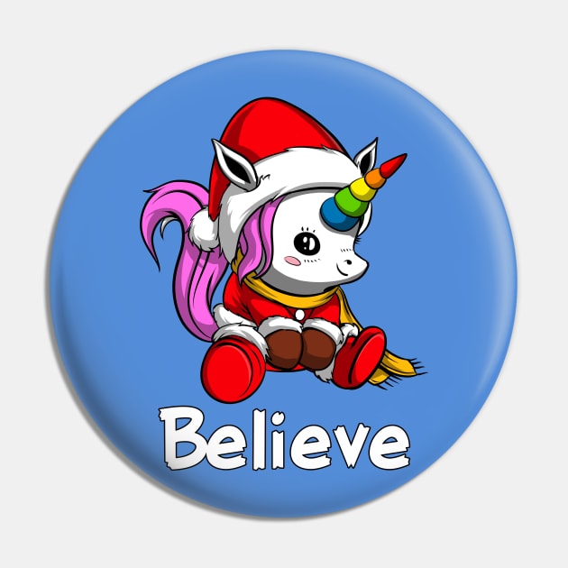 Unicorn Santa Christmas Pin by underheaven