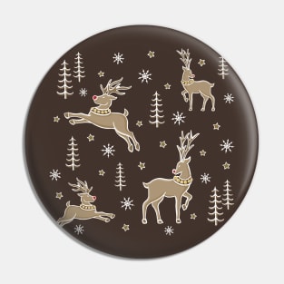 Rudolph Classy Champagne, Gold Reindeer Star Pattern Digital Illustration Pin