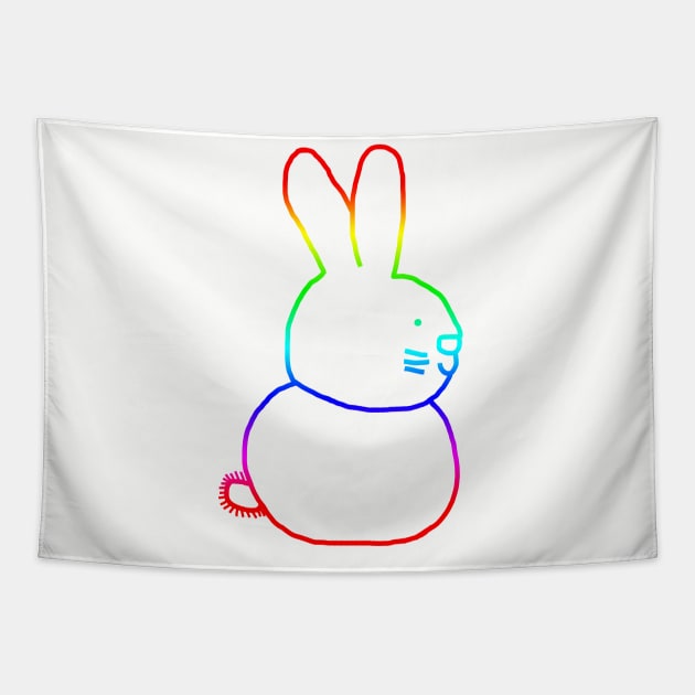 Rainbow Rabbit Outline Tapestry by ellenhenryart