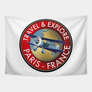 Travel & Explore Paris France Logo Tapestry