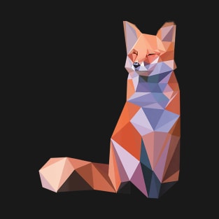 Fox Abstract Polygon Art Cool Geometric Wild Animal T-Shirt