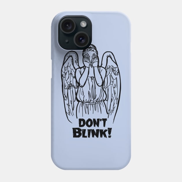 Don't Blink Winking Angel Bad Line Art Phone Case by CatsandBats