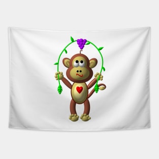 Cute Monkey Jumping Rope Tapestry