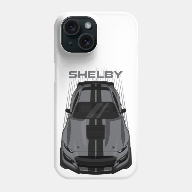 Ford Mustang Shelby GT500 2020-2021 - Magnetic Grey - Black Stripes Phone Case by V8social