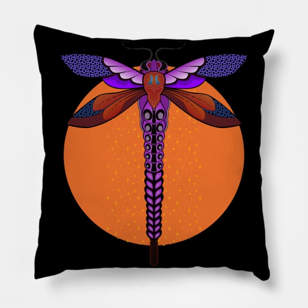 Dragonfly to the Sun Pillow by SunGraphicsLab
