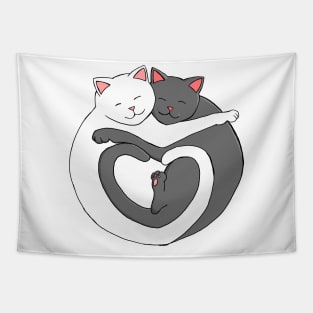 Valentine's Day Cat Heart White Design Tapestry