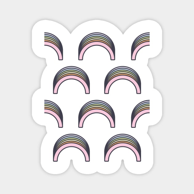 retro pastel rainbows pattern Magnet by mariacaballer