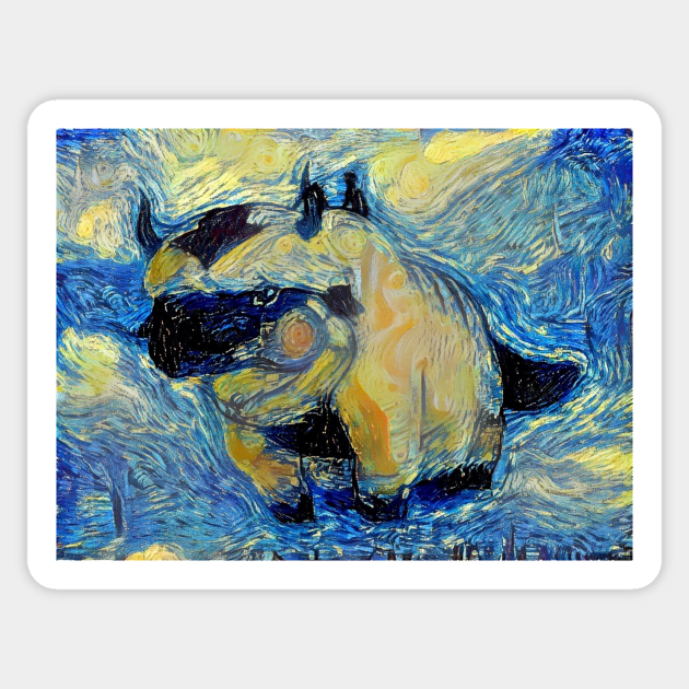 Appa in Flight Avatar the Last Airbender Starry Night - Avatar The Last Airbender - Sticker