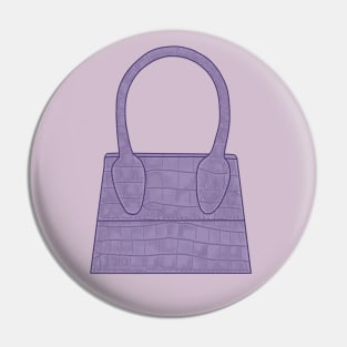 Purple leather crocodile skin miniature hand bag Pin