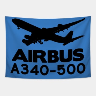 Airbus A340-500 Silhouette Print (Black) Tapestry