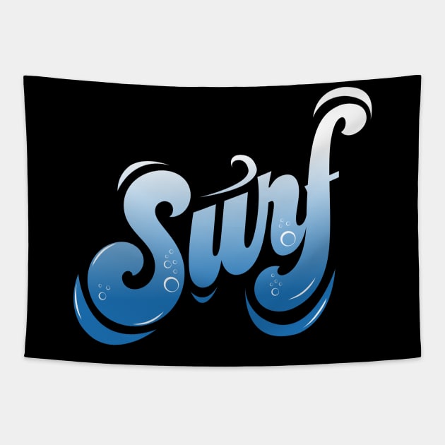 SURF slogan Tapestry by Dominic Becker