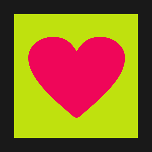 Pink heart on lime green by redumbrellashop