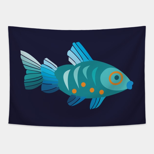 Blue Fish Tapestry by evisionarts